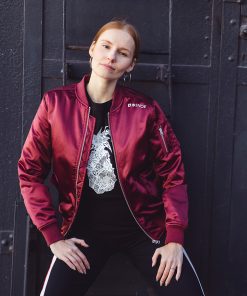 Ladies Contact Bomber Jacket in Burgundy