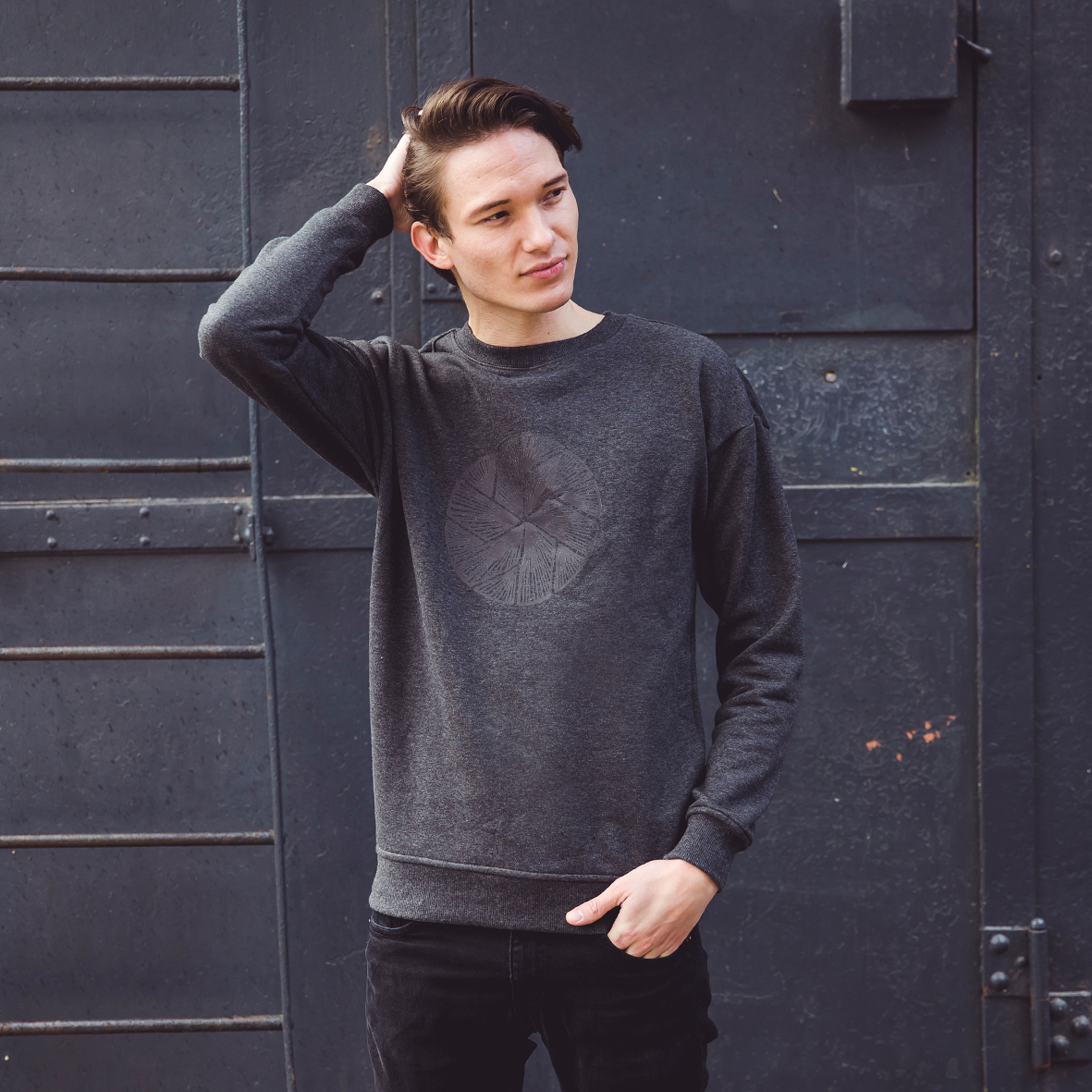 Crewneck Sweater Flake in Dark Grey