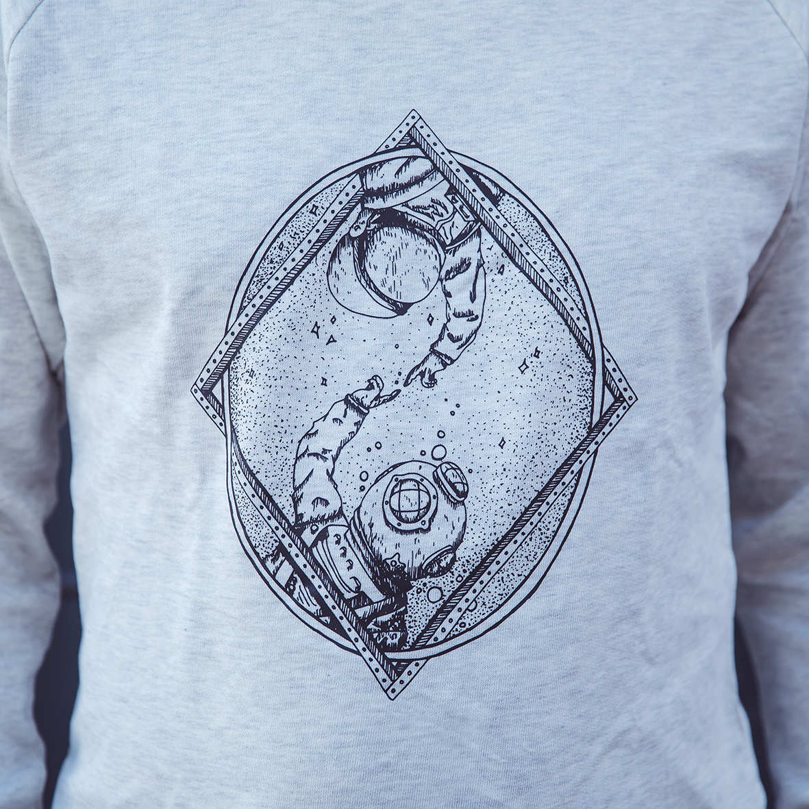 Open Edge Terry Crewneck Contact in Off White - Image 3