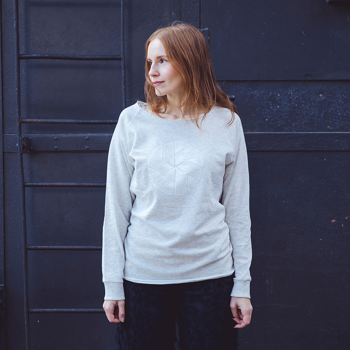 Open Edge Terry Crewneck Flake in Off White - Image 5