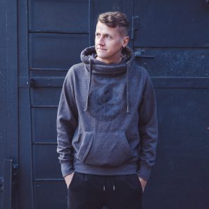 Unisex Cross Neck Hoodie Flake in Dark Grey