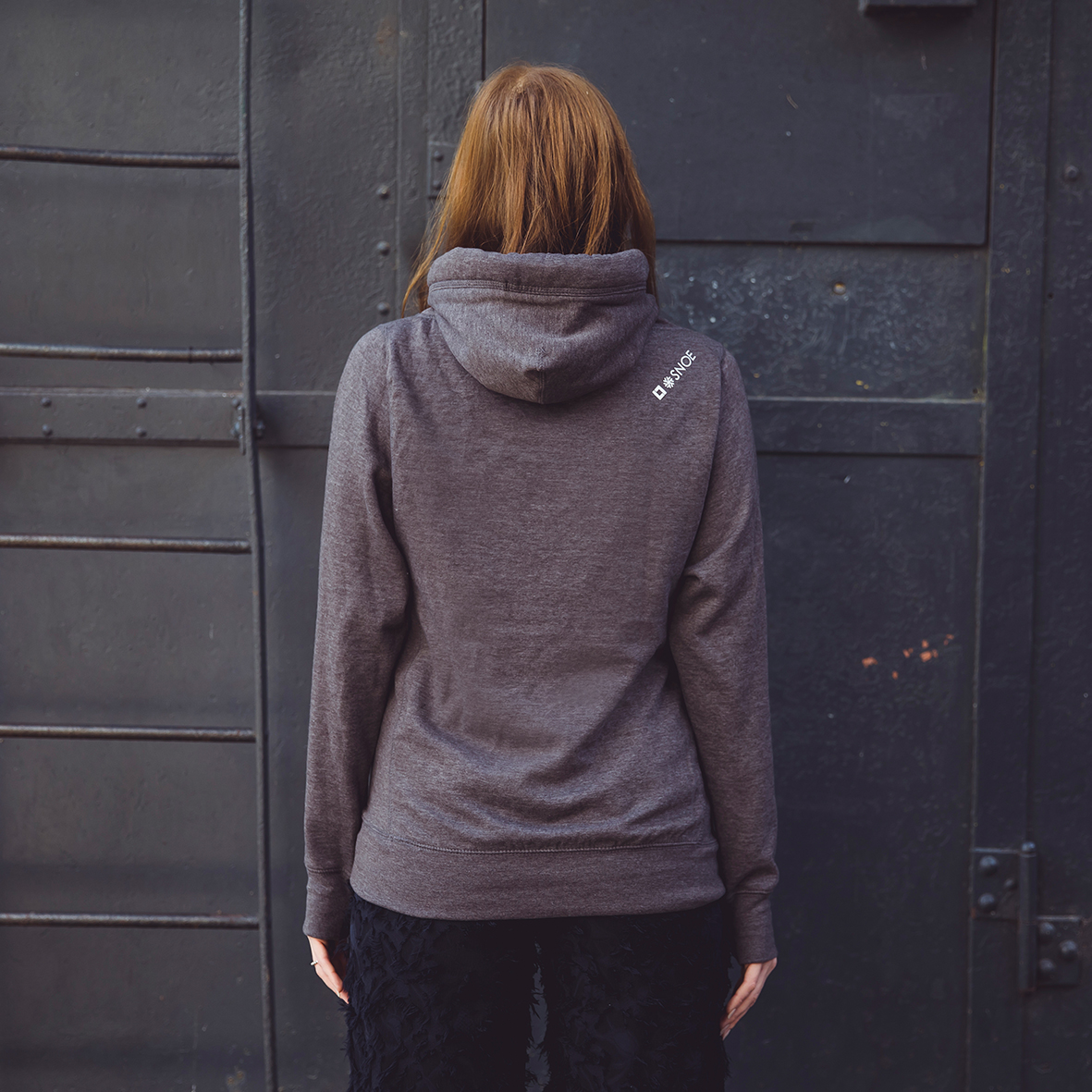 Unisex Cross Neck Hoodie Contact in Dark Grey - Image 4