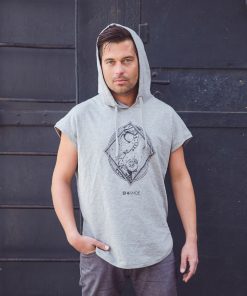 Sleeveless Hoodie Contact in Light Grey