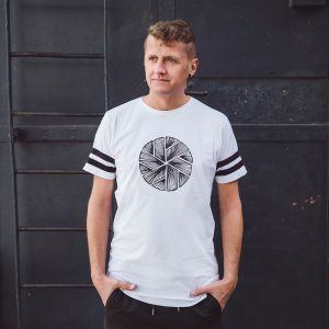 Striped Jersey T-Shirt Flake in Black & White