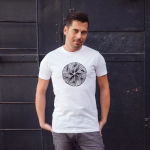 Round Neck T-Shirt Flake in White