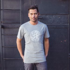 Round Neck T-Shirt White Flake in Light Grey