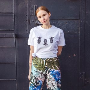 Round Neck T-Shirt Ananas in White