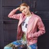 Ladies Contact Bomber Jacket in Old Rose