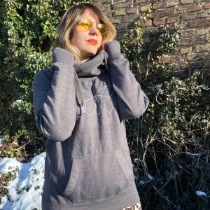 Beth Lydi | Cross Neck Hoodie in Dark Grey