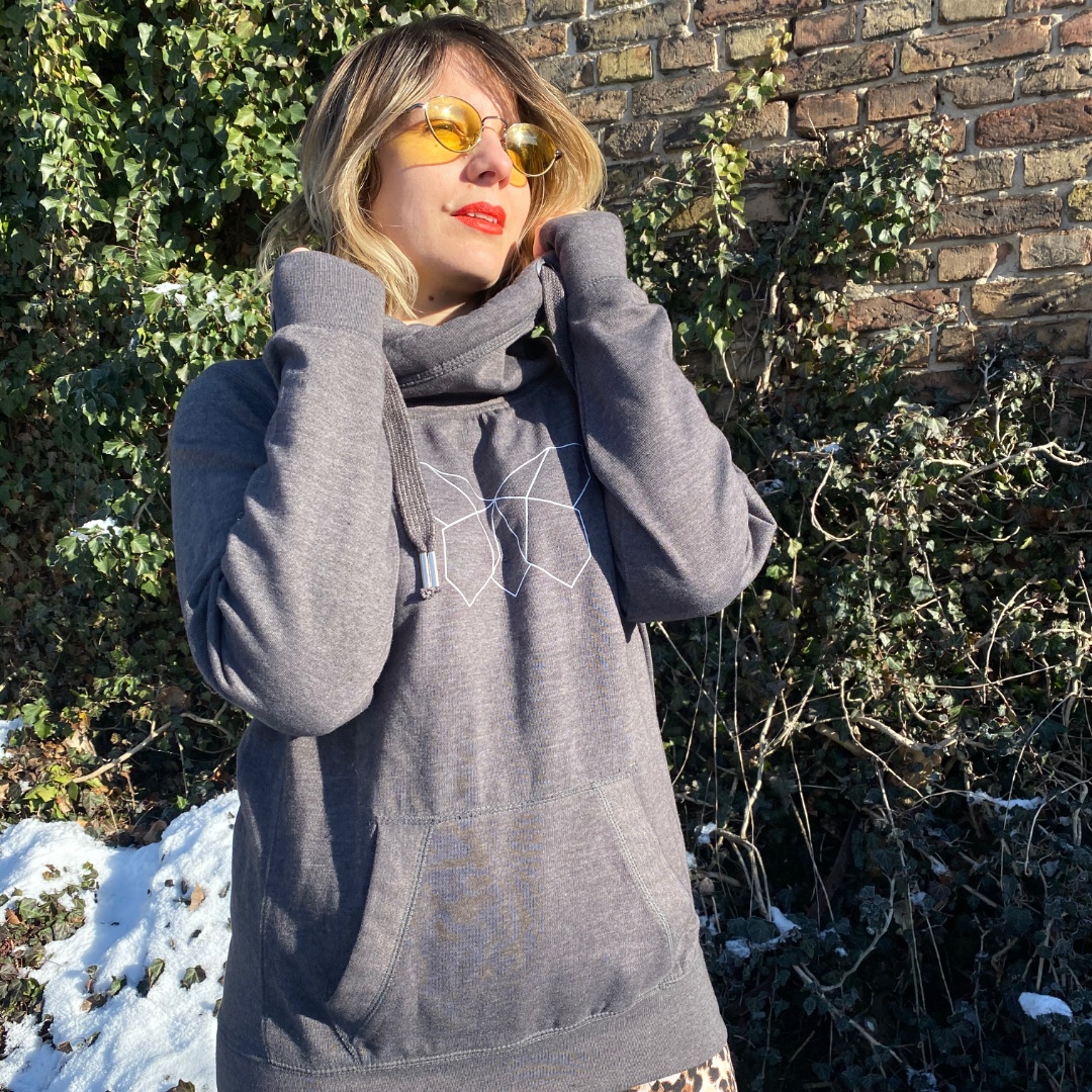 Beth Lydi | Cross Neck Hoodie in Dark Grey