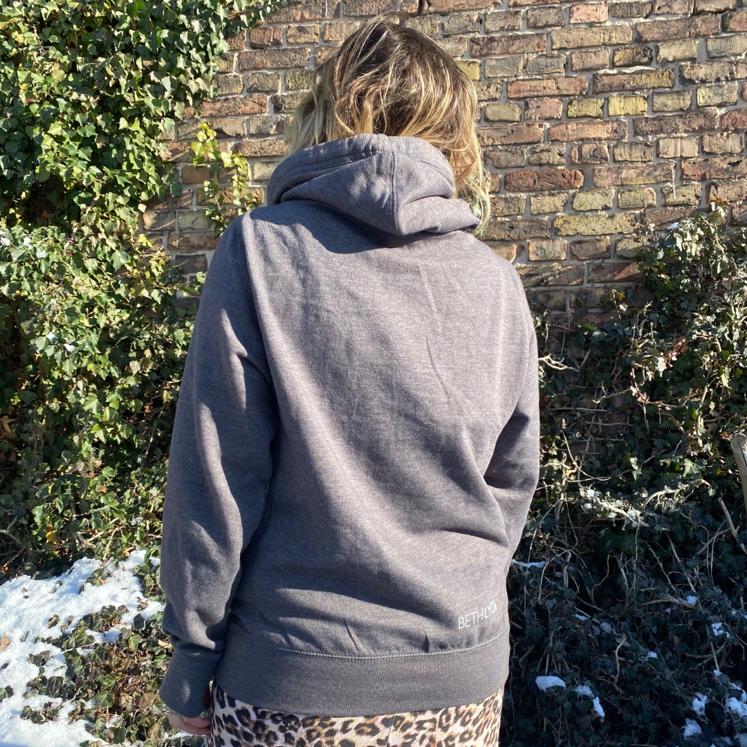 Beth Lydi | Cross Neck Hoodie in Dark Grey - Image 5