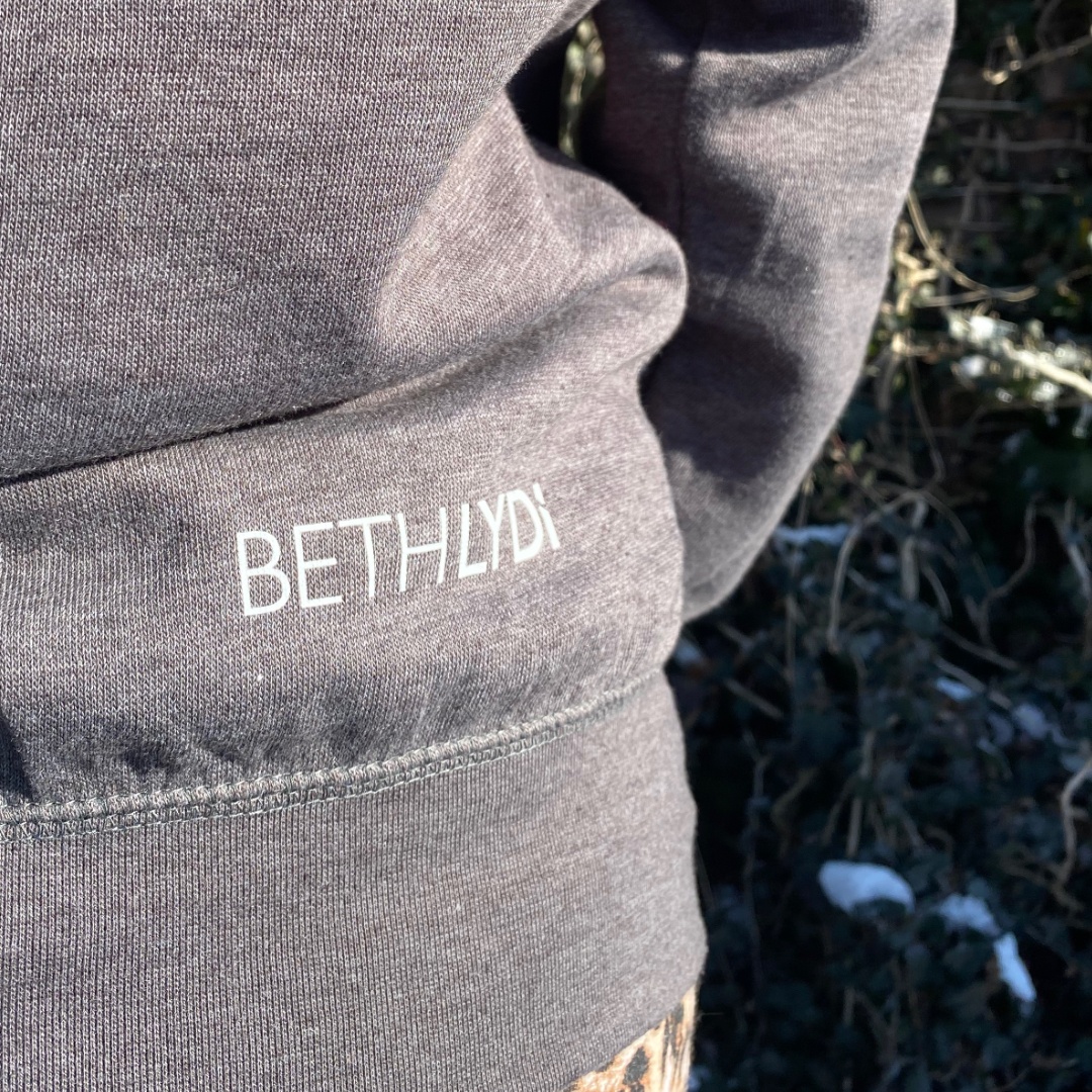 Beth Lydi | Cross Neck Hoodie in Dark Grey - Image 2