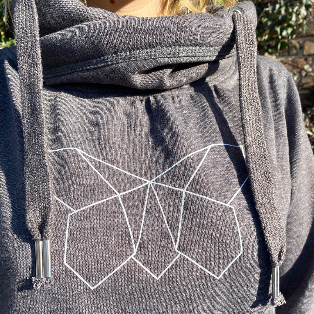 Beth Lydi | Cross Neck Hoodie in Dark Grey - Image 3