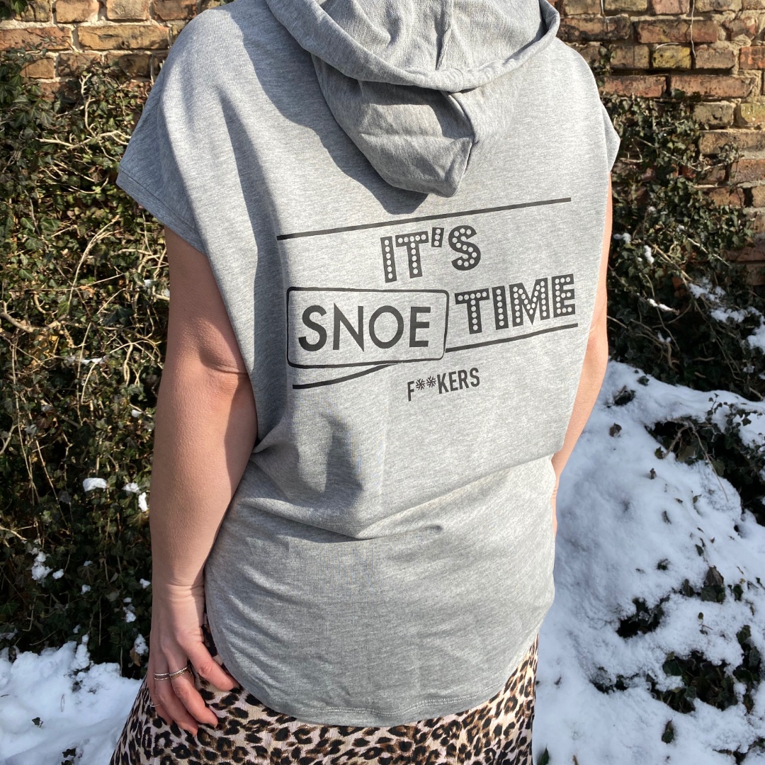 Anagram Sleeveless Hoodie in Light Grey - Image 3