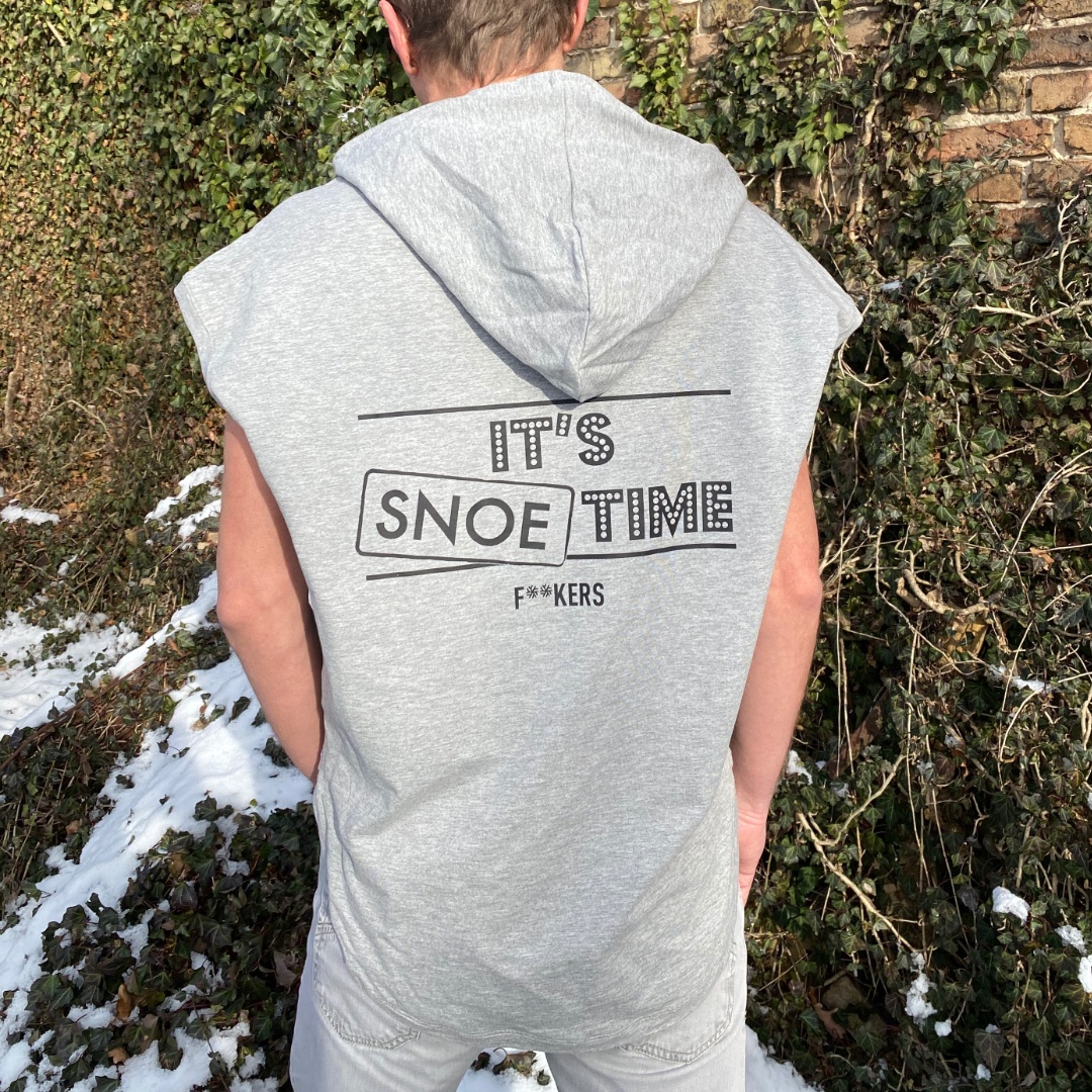 Anagram Sleeveless Hoodie in Light Grey - Image 3