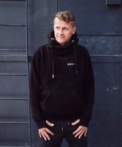 Alternative view of Unisex Cross Neck Hoodie Contact in Black