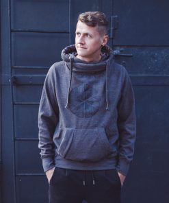 Unisex Cross Neck Hoodie Flake in Dark Grey