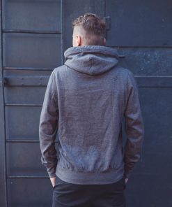 Alternative view of Unisex Cross Neck Hoodie Flake in Dark Grey