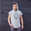 Sleeveless Hoodie Contact in Light Grey