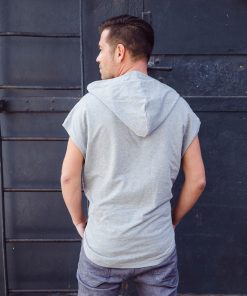 Alternative view of Sleeveless Hoodie Contact in Light Grey