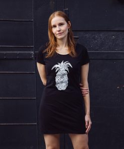 T-Shirt Dress Ananas in Black