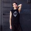 Sleeveless T-Shirt Contact in Black