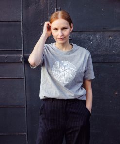 Round Neck T-Shirt White Flake in Light Grey