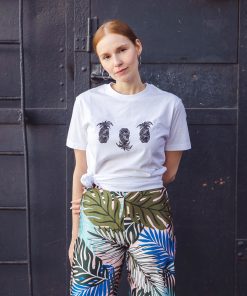 Round Neck T-Shirt Ananas in White