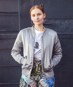 Ladies Flake Bomber Jacket in Silver
