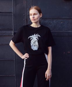 Round Neck T-Shirt Ananas in Black