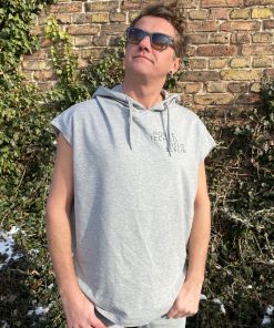 Anagram Sleeveless Hoodie in Light Grey